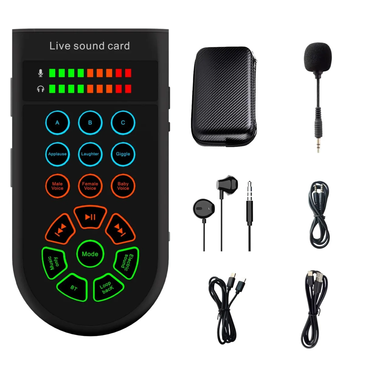  ehaon Portable Sound Card USB 2.0 48 kHz 12 effects 360 g — product photo