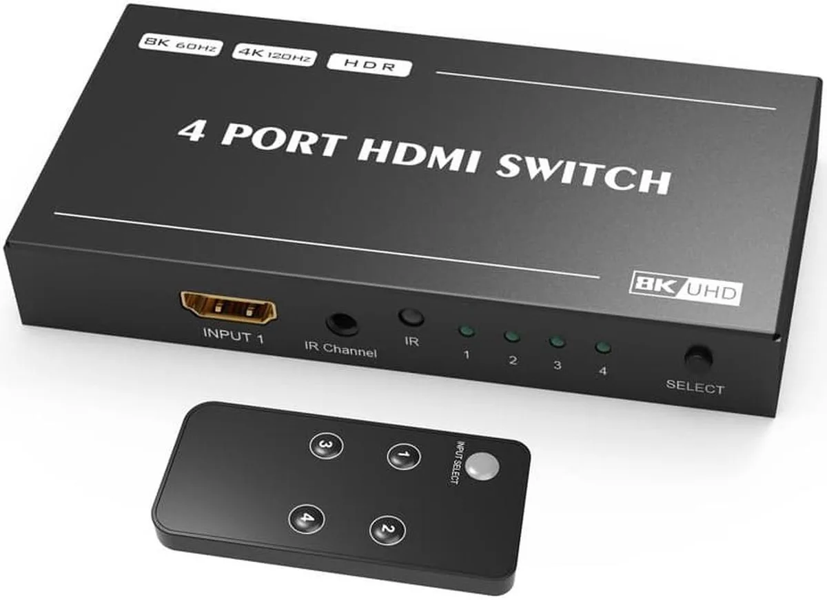Vszerda Vszerda 4x1 HDMI 2.1 Switch 8K 60Hz 4K 120Hz 48Gbps Remote — product photo