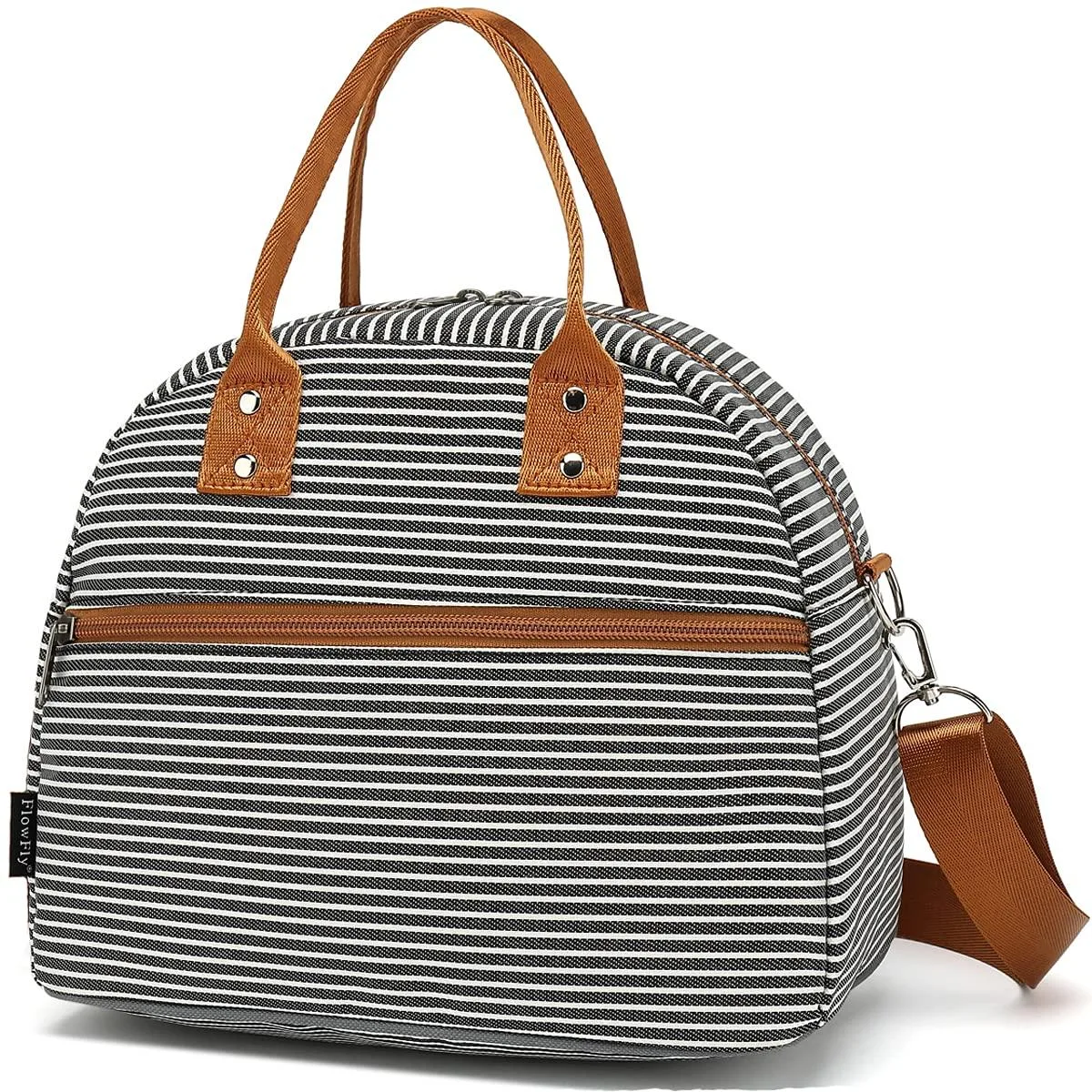 No Sew No Sew LB003-WB09 Insulated Lunch Bag, Large, Black/White Stripes — product photo