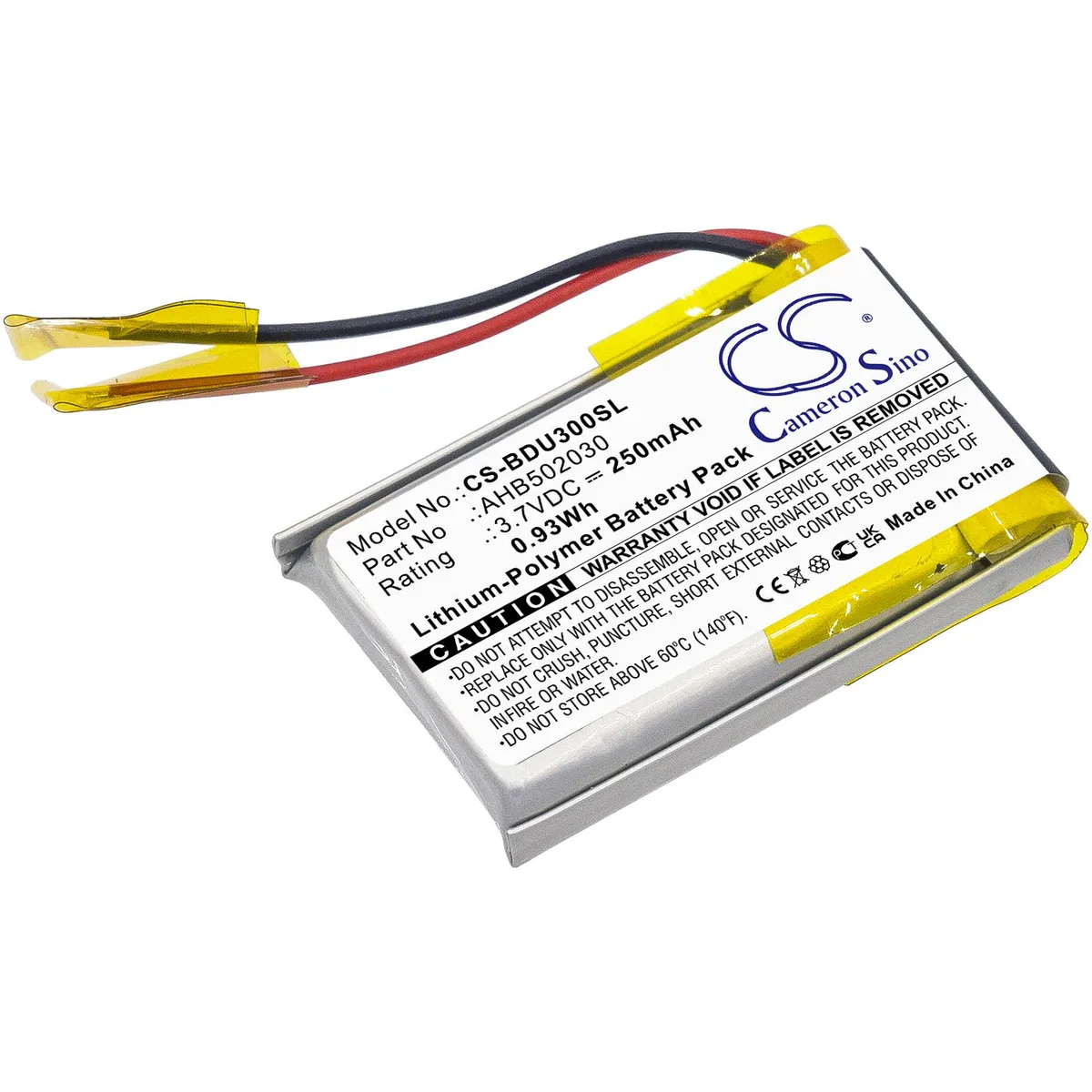 Cameron &amp; Co Cameron &amp; Co Battery DS-CS-BDU300SL 3.7V 250mAh 0.93Wh Li-Polymer Black — product photo