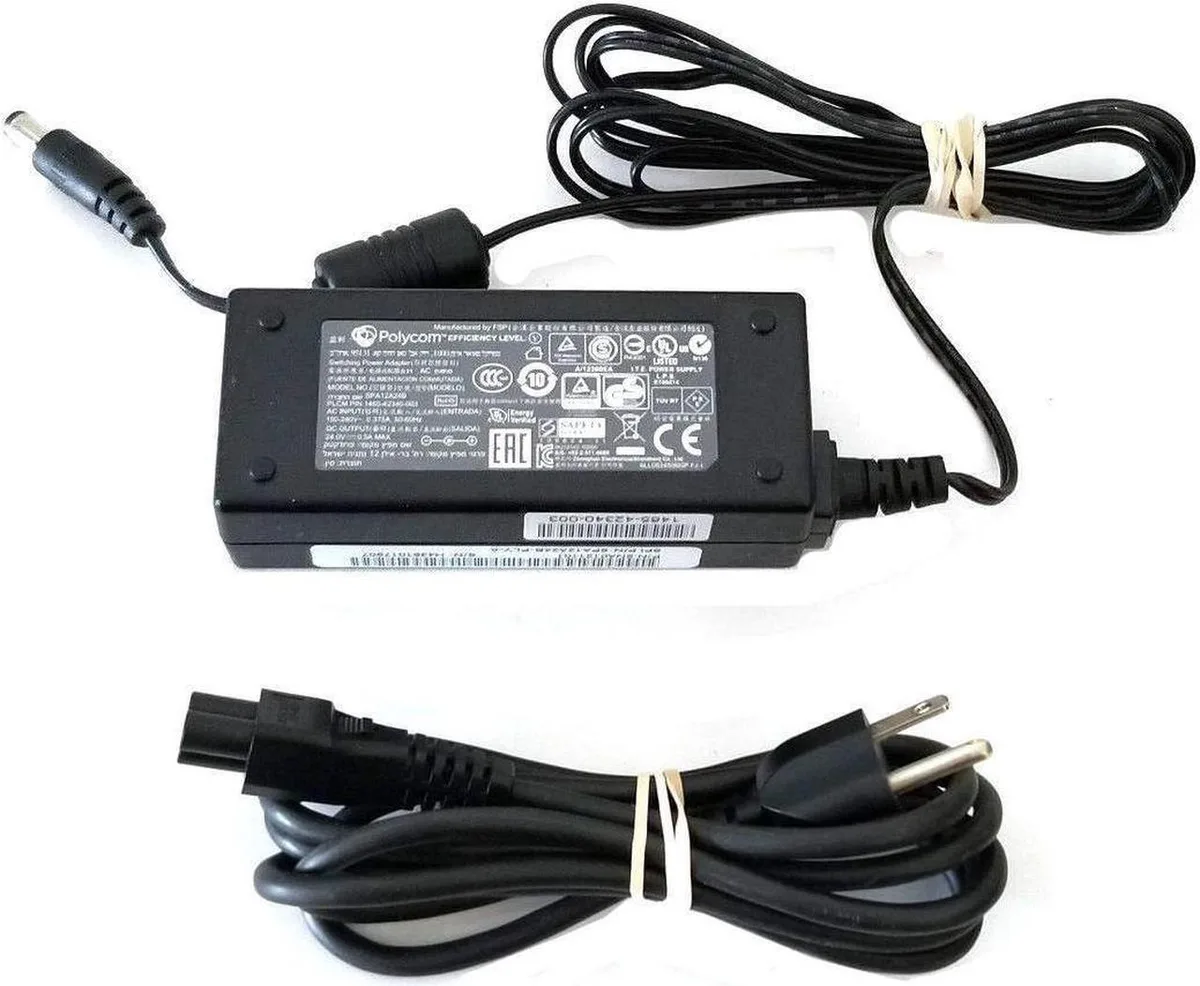 Compact black wall adapter with barrel output cord