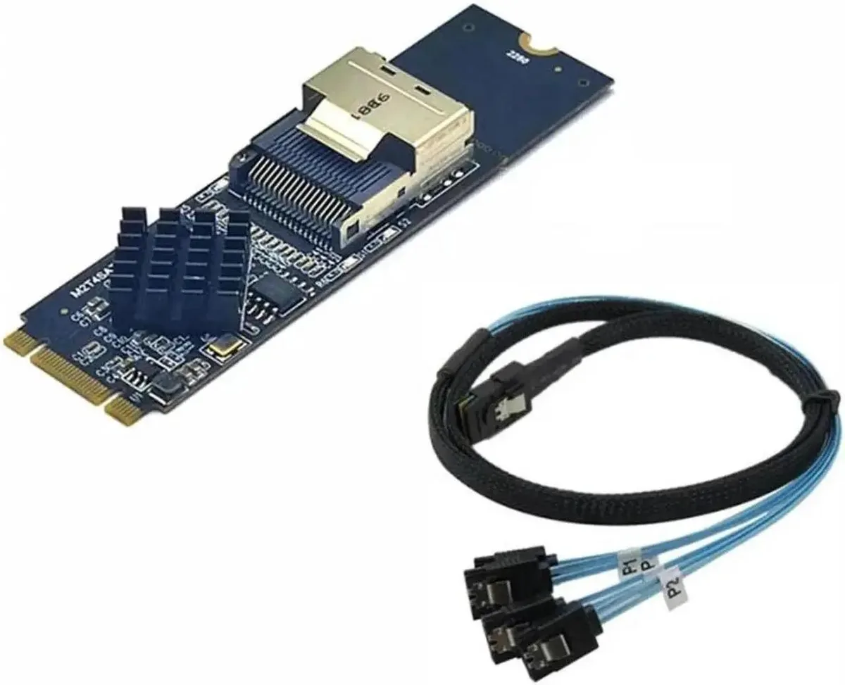 SMUGDESK SMUGDESK M.2 NVMe to Mini SAS SFF8087 4-Port SATA 3.0 Adapter — product photo