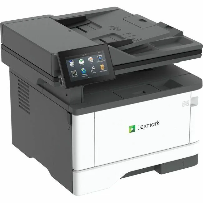 White rectangular Lexmark MX432ADWE monochrome laser multifunction printer with flatbed scanner on top