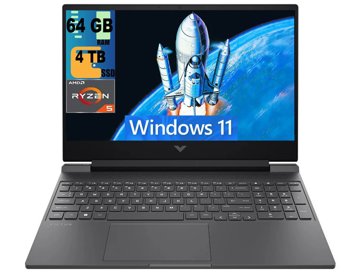 HP HP Victus 15 Raider AMD Ryzen 5 7535HS Radeon RX 6550M 64GB 4TB gaming laptop — product photo