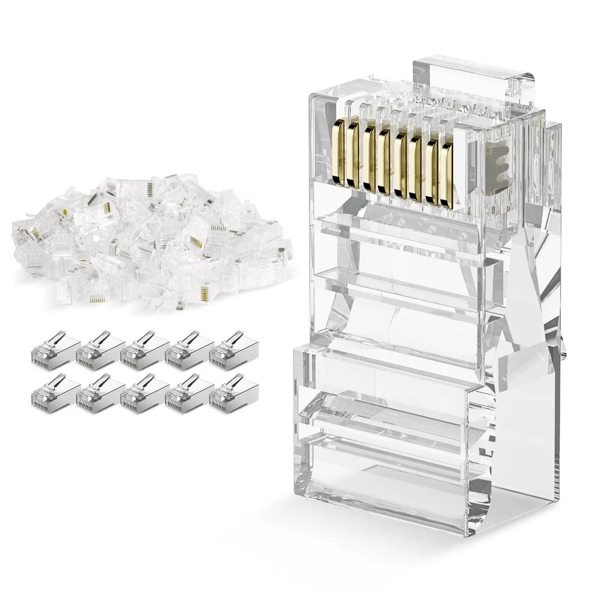 DARKROCK DARKROCK Cat6 RJ45 Connectors 100-Pack Transparent — product photo