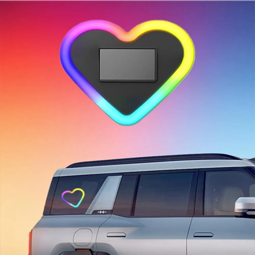  Heart-Shaped LED Car Ambient Light Solar USB 13 Modes 300mAh 10h Colorful — product photo