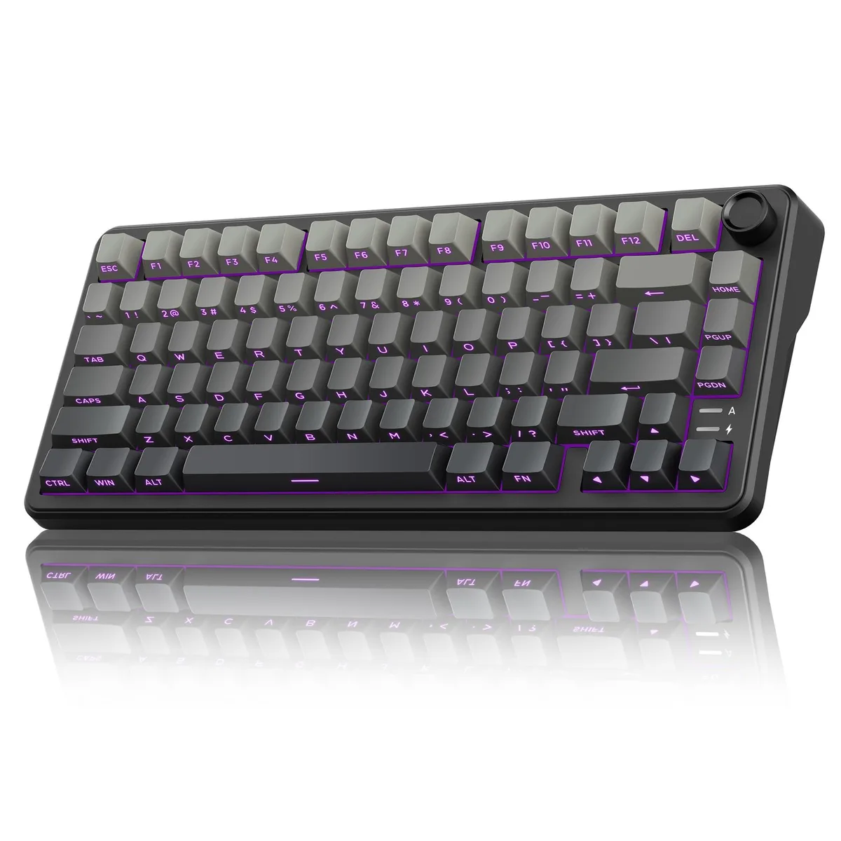 Redragon K75 compact 75 percent keyboard gradient gray plastic finish with rotary knob