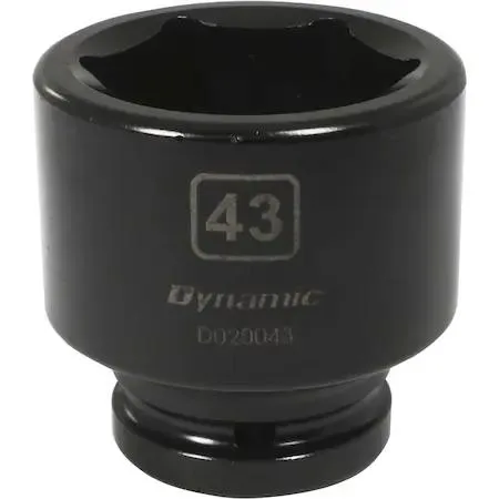 Black 3/4-inch drive 6-point socket, 43 mm, phosphate finish
