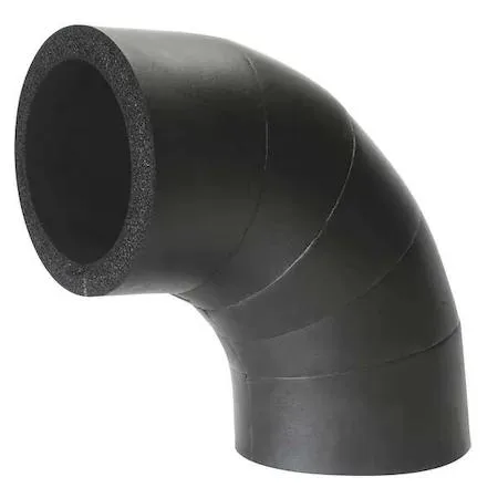 Black flexible elastomeric 90-degree elbow pipe fitting 2-7/8 inch diameter 3/4 inch wall thickness