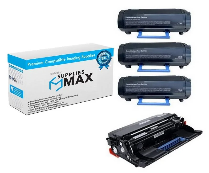 SuppliesMax SuppliesMax Compatible Dell S2830DN Drum/High Yield Toner Value Combo Pack (1 Drum/3 Toners) — product photo