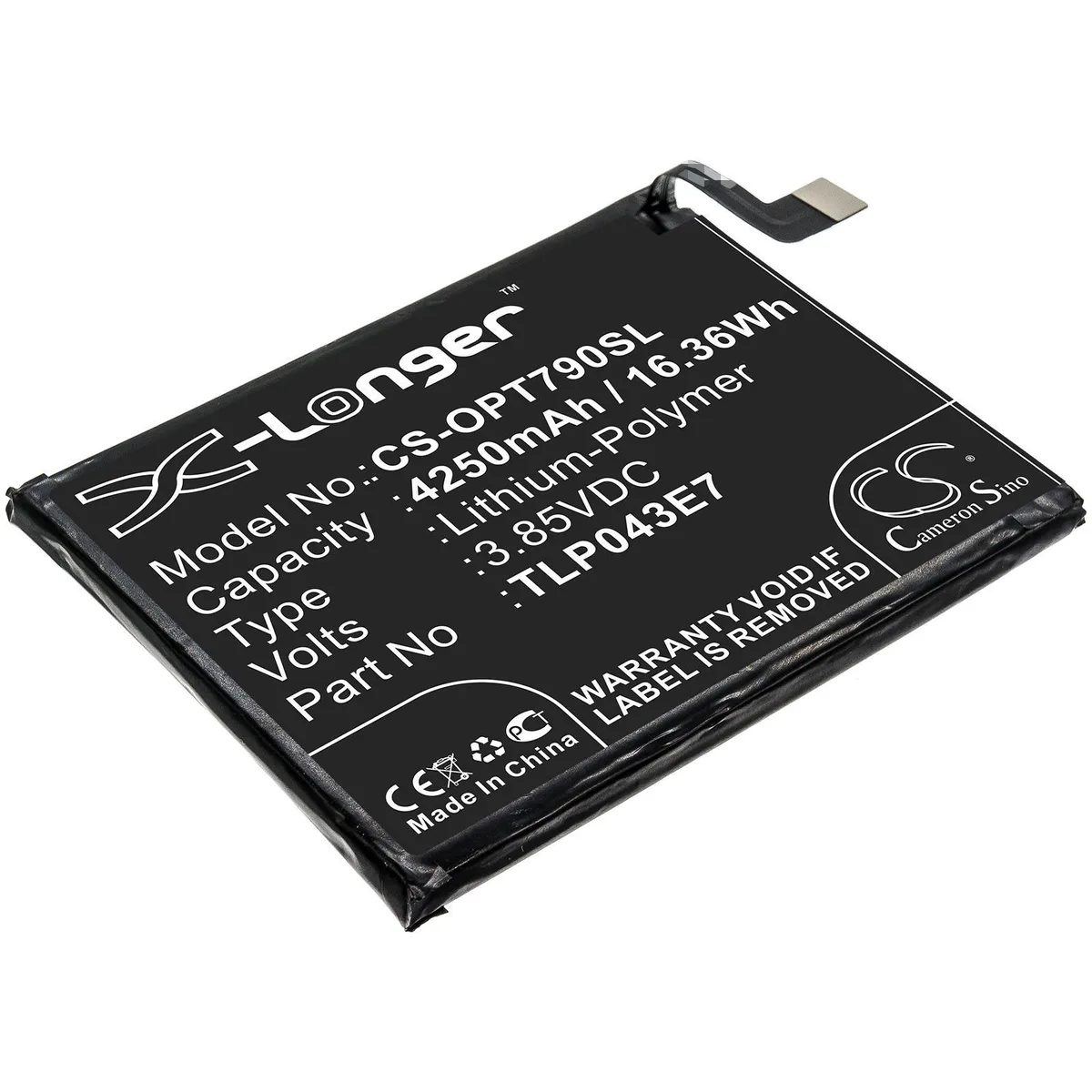 Rectangular replacement battery pack for T790 series devices
