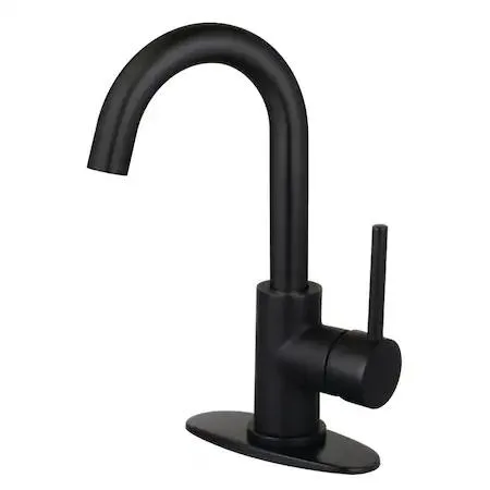 Matte black single-handle bar faucet with high arched spout