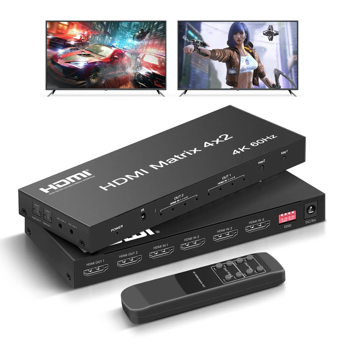 BUCIER BUCIER 4x2 HDMI Matrix 4K@60Hz Audio Extractor — product photo