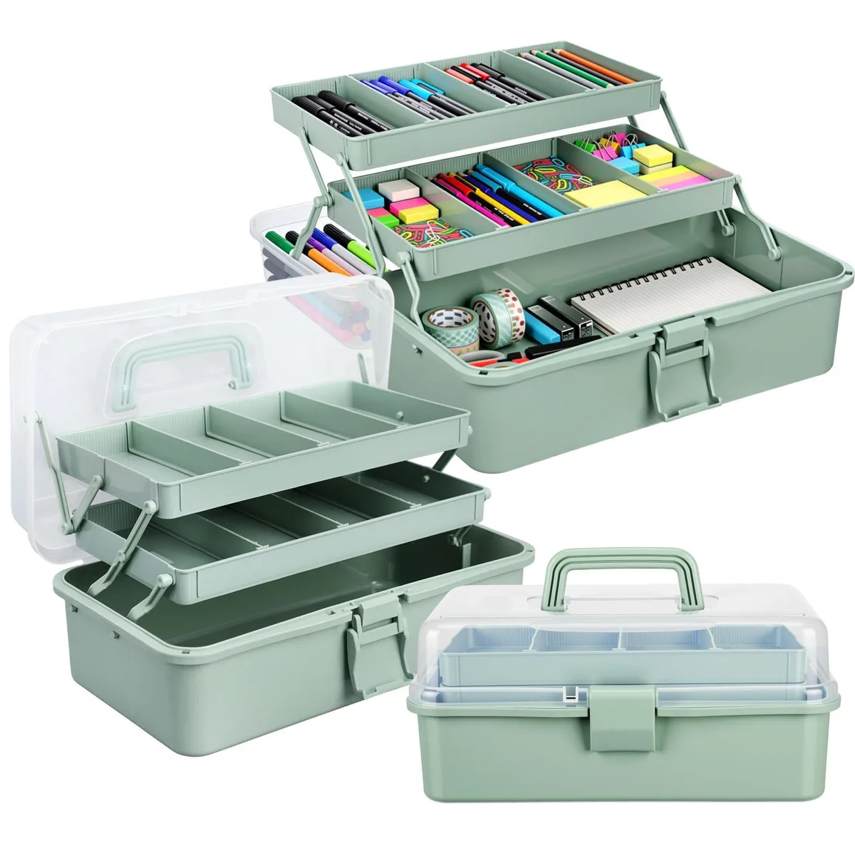  2 Pcs 13 Inch 3-layer Toy Storage Green — product photo