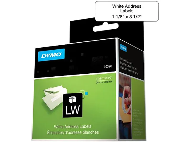 DYMO DYMO 30320 Address Labels 1.13" x 3.50" 260/Roll 1" Core White — product photo