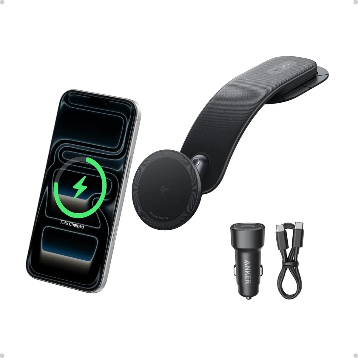 Hamzan Hamzan Nano Magnetic Wireless Car Charger 15W Qi2 Alloy Bracket iPhone 12-17 — product photo