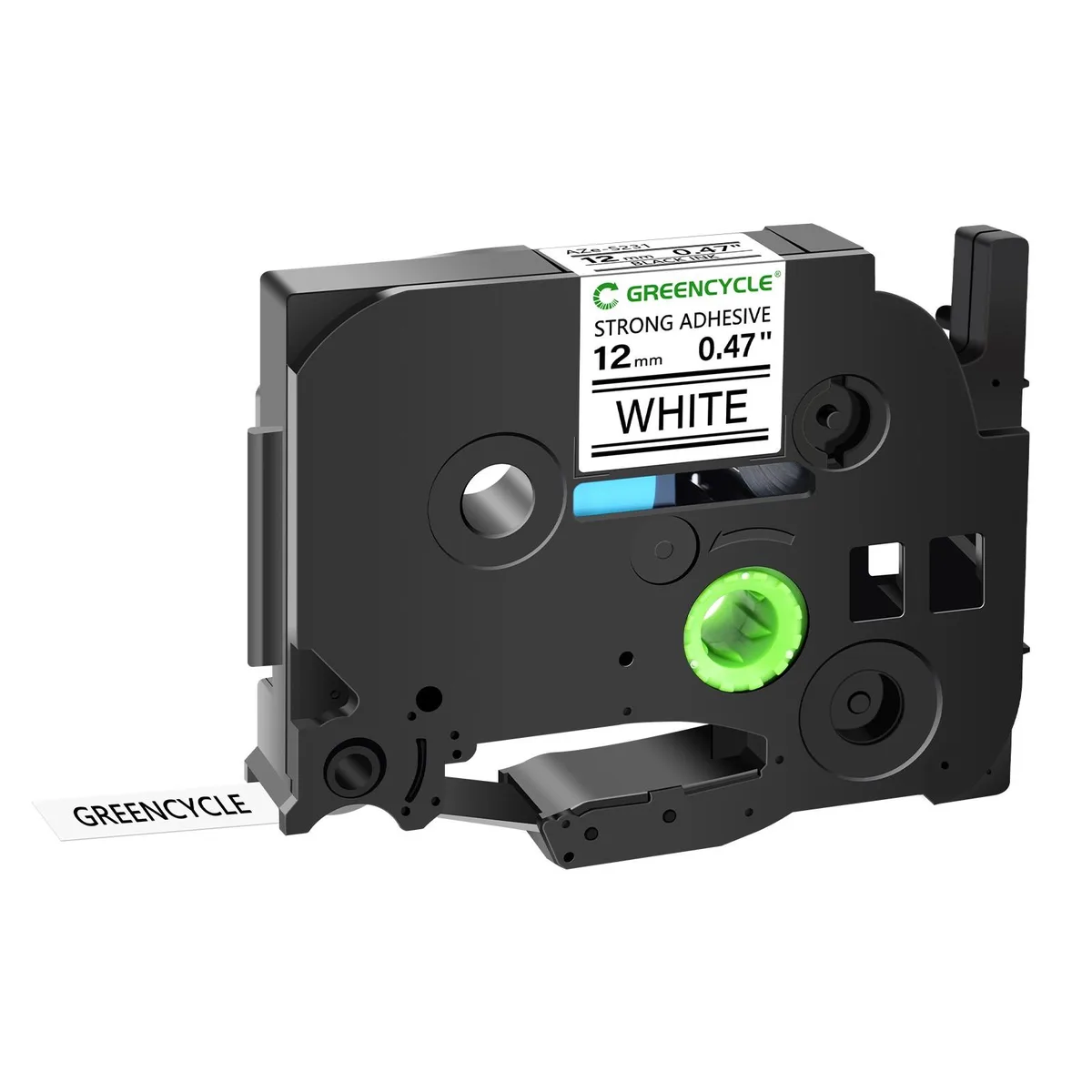 GREENCYCLE GREENCYCLE TZe-S231 12mm 0.47" Laminated White Label Tape — product photo