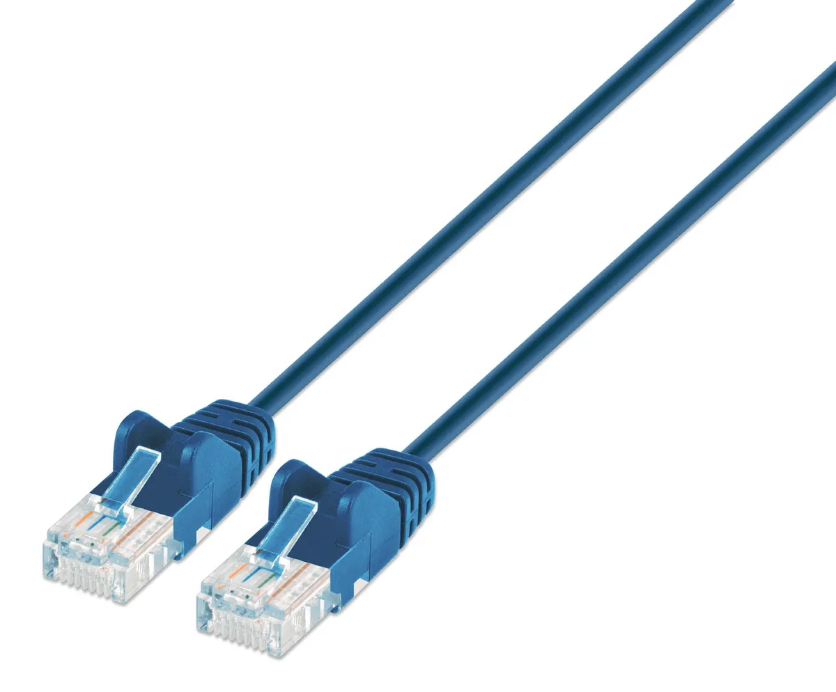 Intellinet Network Solutions Intellinet Cat6a U/UTP Slim Network Ethernet Cable 3 ft Blue — product photo