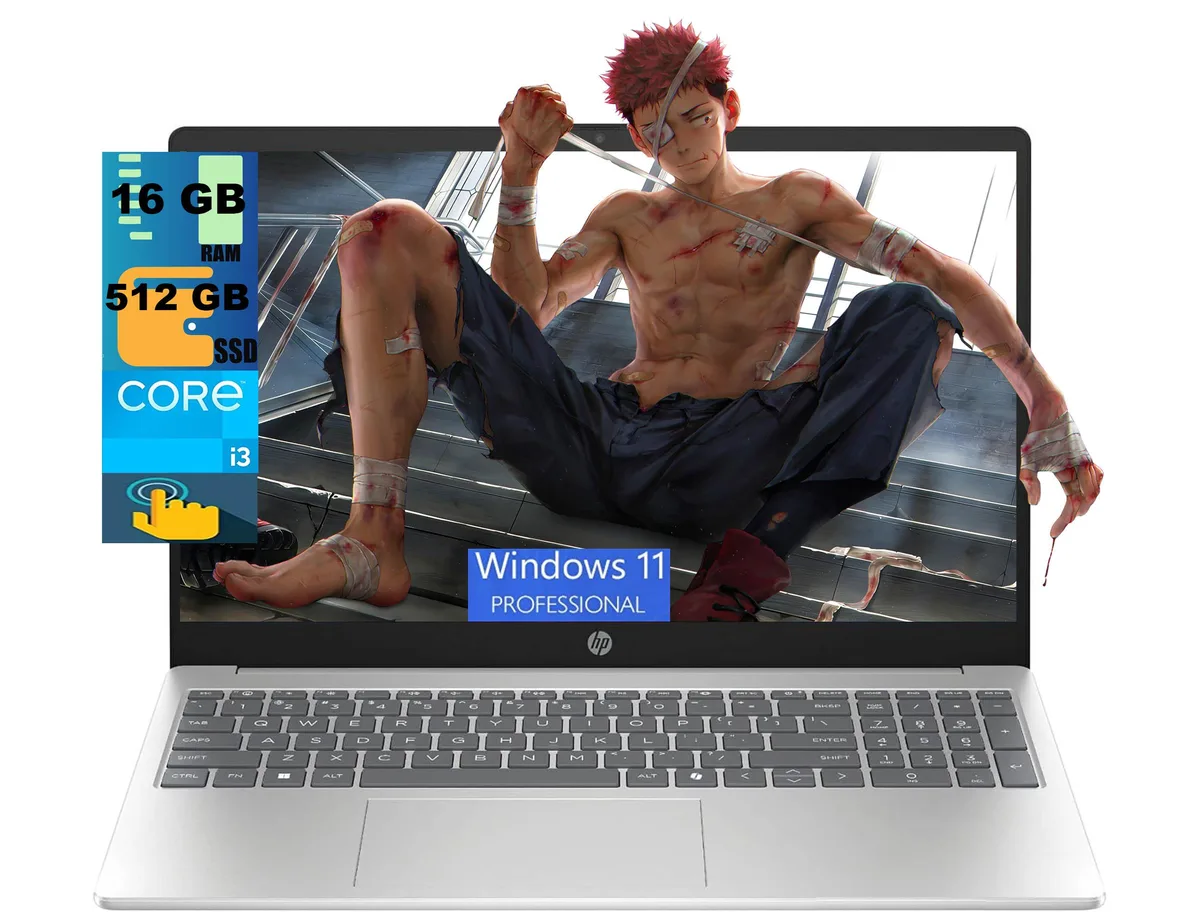 HP HP Business 15 laptop, 15.6" HD touchscreen, i3-1315U, 16GB DDR4, 512GB PCIe SSD, Windows 11 Pro — product photo