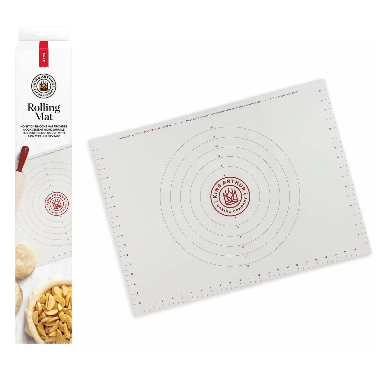 King Arthur silicone baking mat 18 by 24.5 inches with printed measurement guides