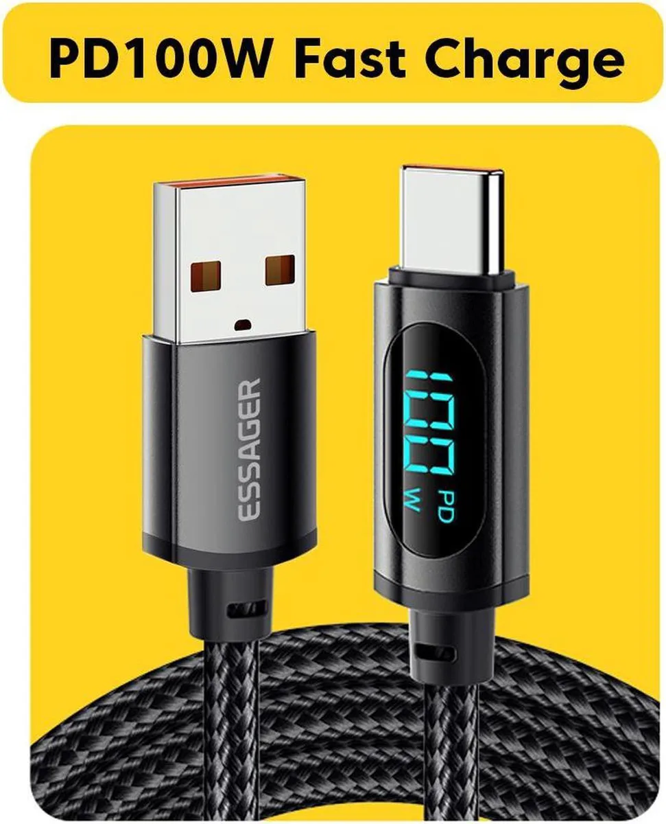 SMUGDESK SMUGDESK USB A to USB C Cable with LED Display 100W 3.3ft — product photo