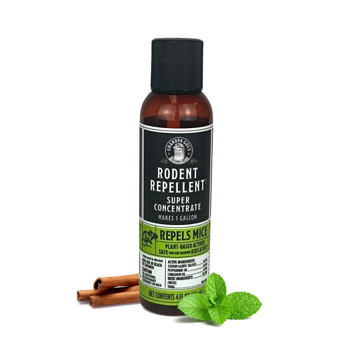 Small 4 fl oz bottle of liquid rodent repellent concentrate