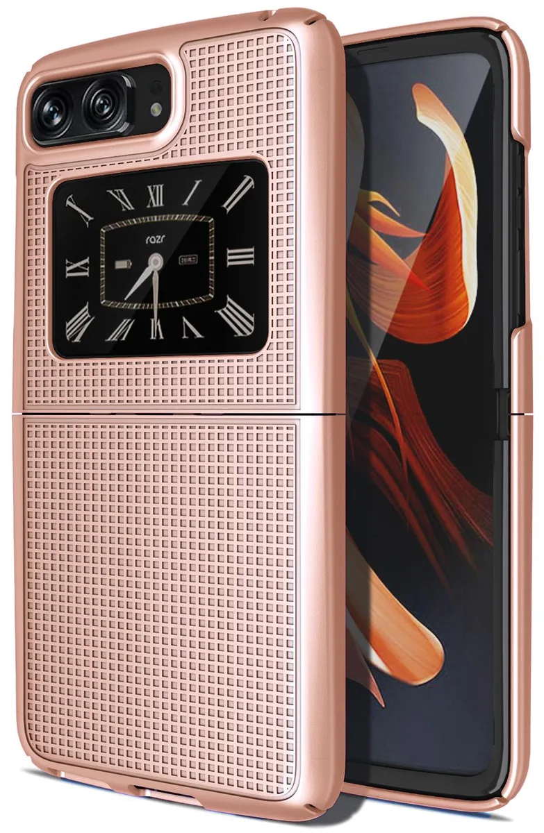 Nakedcellphone Nakedcellphone Textured Grid Hard Case Rose Gold for Motorola RAZR 3 5G (2022) — product photo