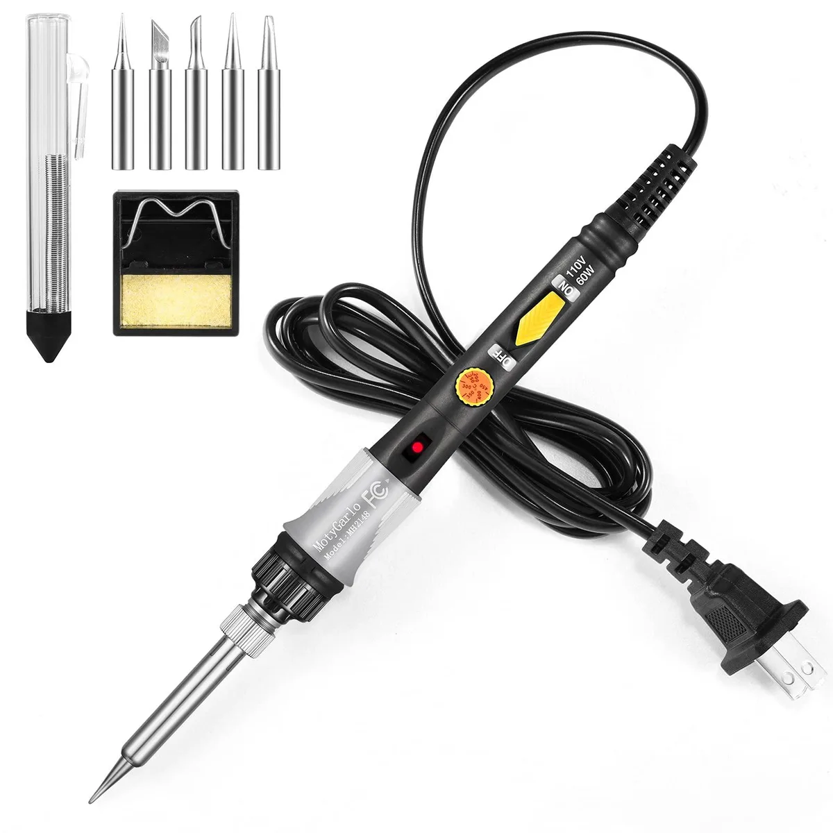 60W soldering iron kit with stand and five tips
