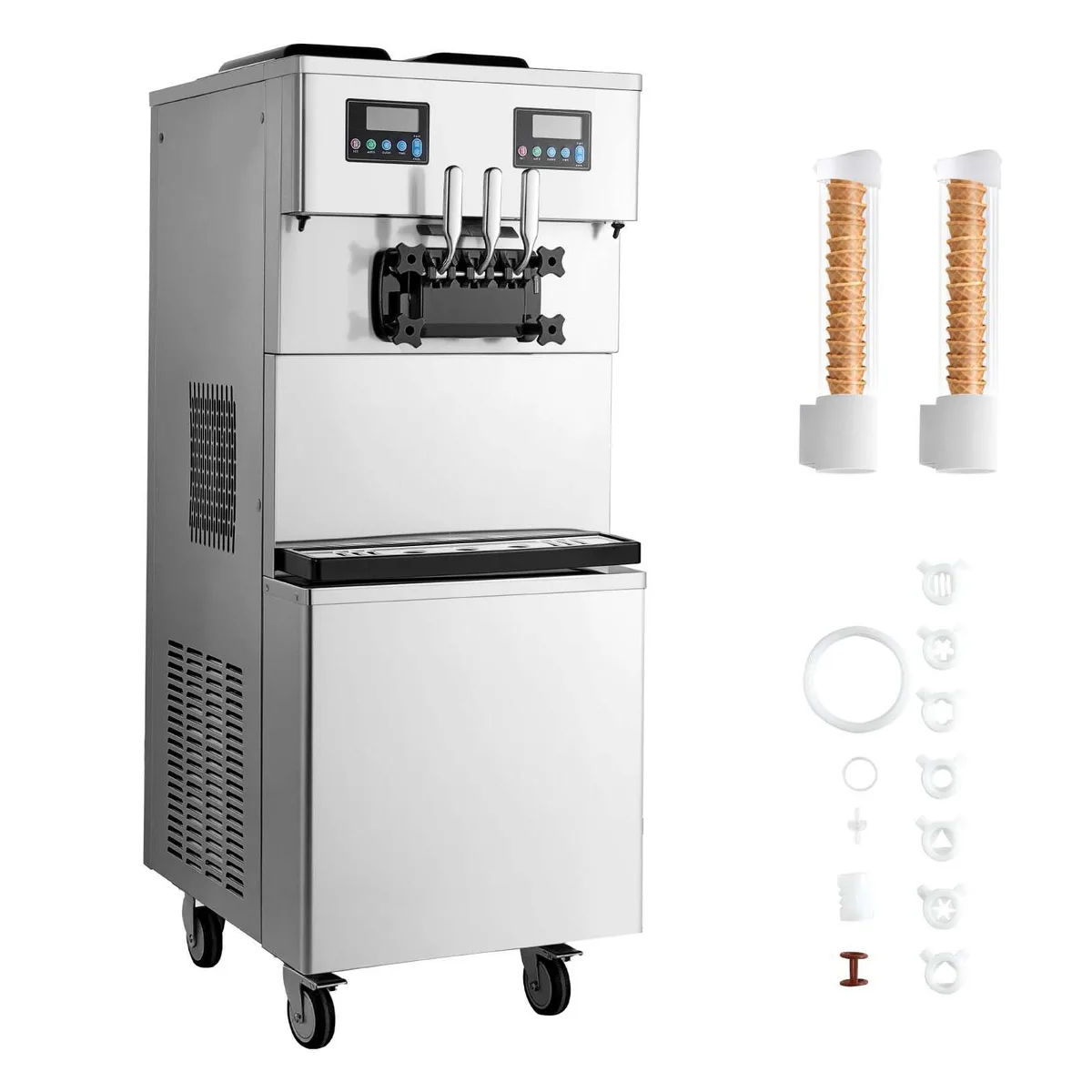VEVOR VEVOR BQL-8830C Commercial Ice Cream Machine 34-44 L/H 2×10 L Hoppers 3 Flavors 4000 W 220 V 60 Hz — product photo