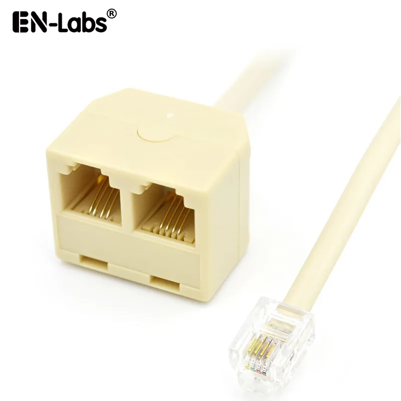 EN-Labs EN-Labs 6P4CSPL1X2 RJ11 Male to 2 Female Splitter Adapter Beige — product photo