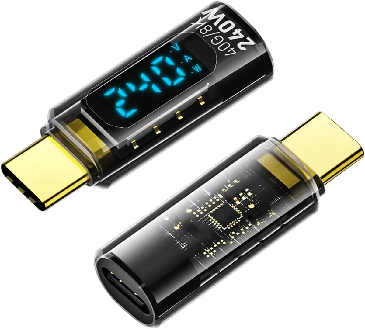 BFKK BFKK USB-C Adapter 240W PD 40Gbps 8K 60Hz Transparent measurement tool — product photo