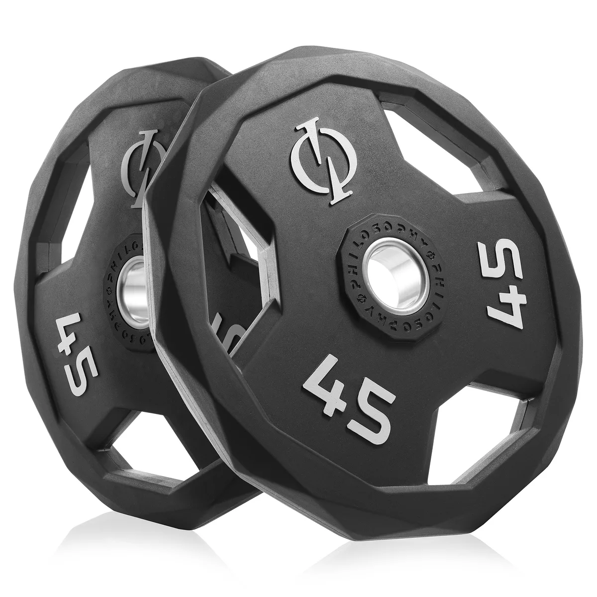 Philosophy Gym Philosophy Gym 45 lb Rubber Coated Olympic Grip Weight Plates Pair weight training — product photo