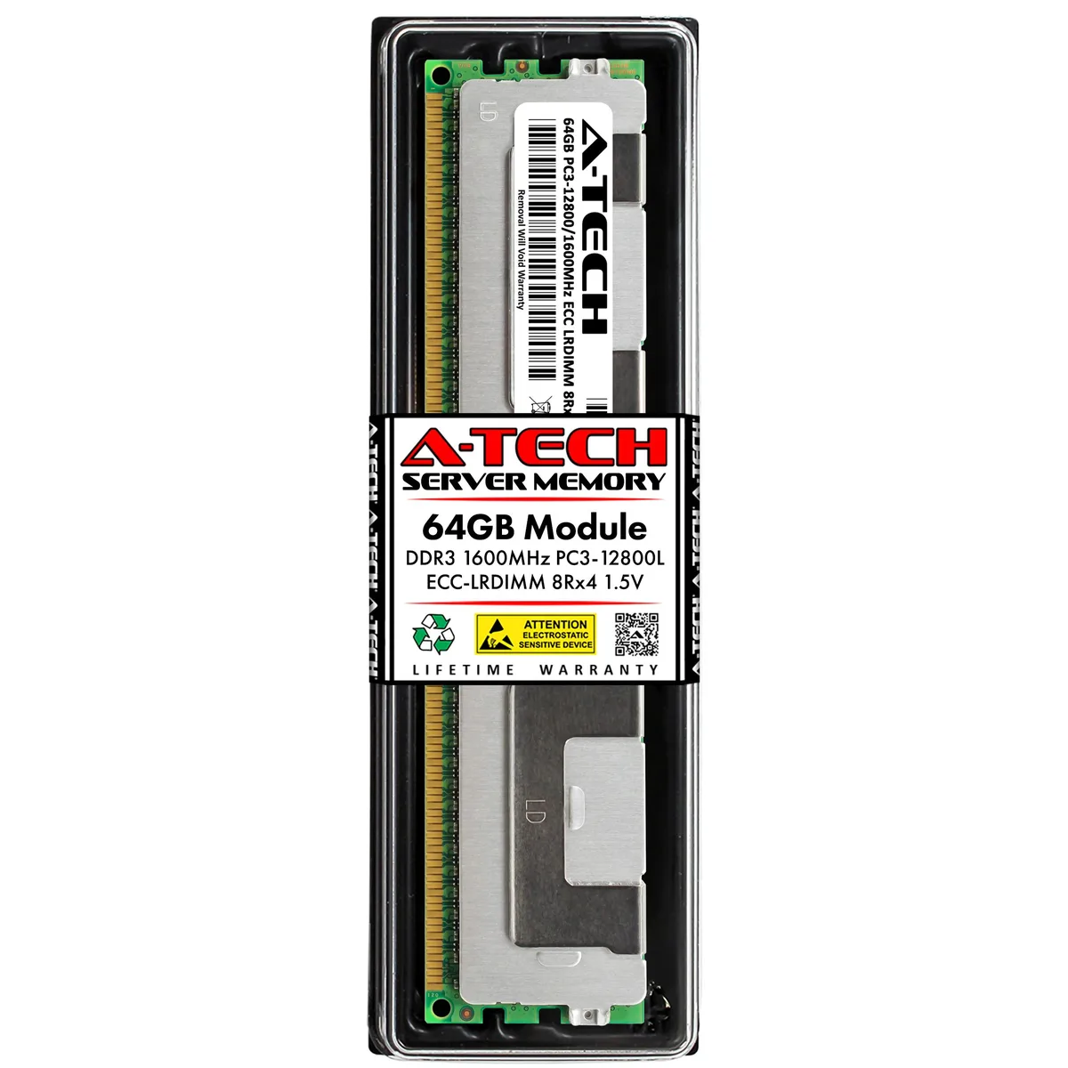 A-Tech A-Tech 64GB DDR3 1600 ECC LRDIMM 8Rx4 for HP 700838-B21 701807-081 Server Memory — product photo