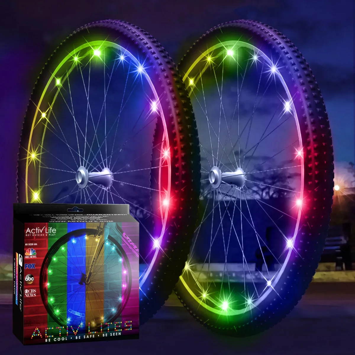  Hollywood Racks 2-Pack LED Wheel Lights USB-C Silver — product photo