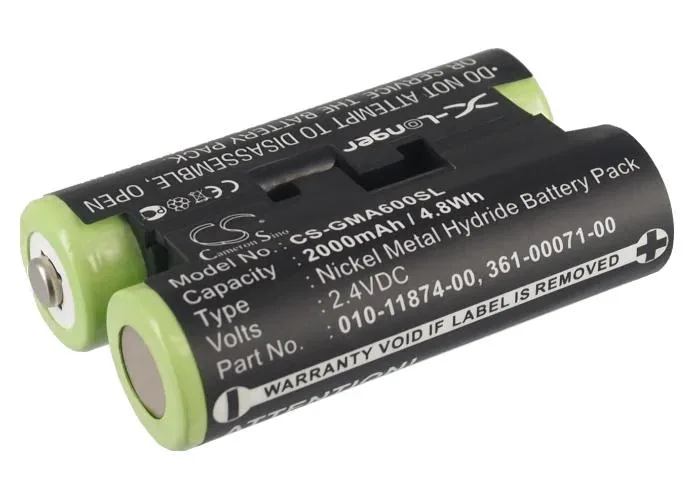 Rectangular black battery pack with label showing model numbers and capacity