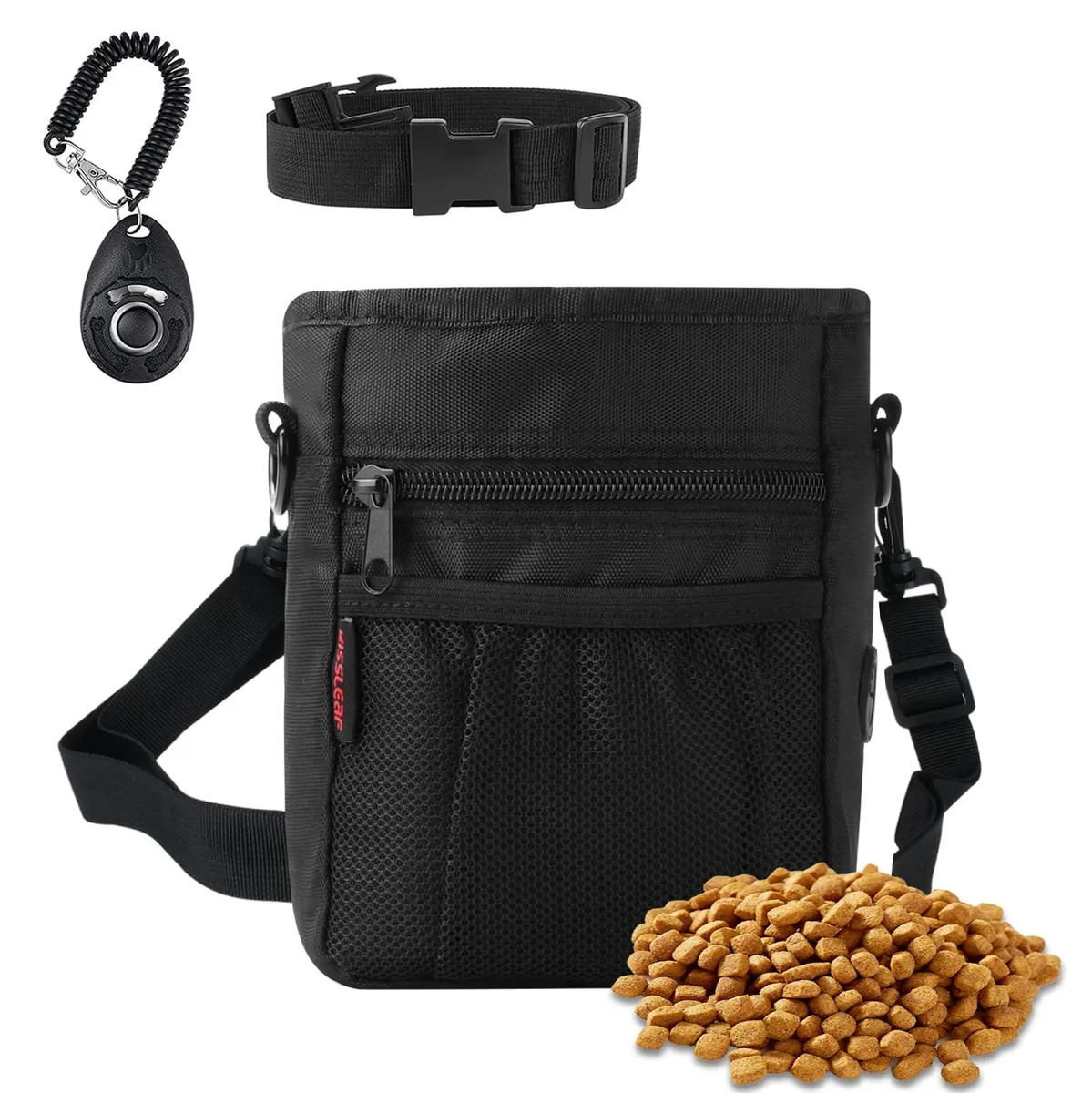  kissleaf Dog Treat Pouch with Clicker Black 2.7 x 7.5 x 8.5 in — product photo