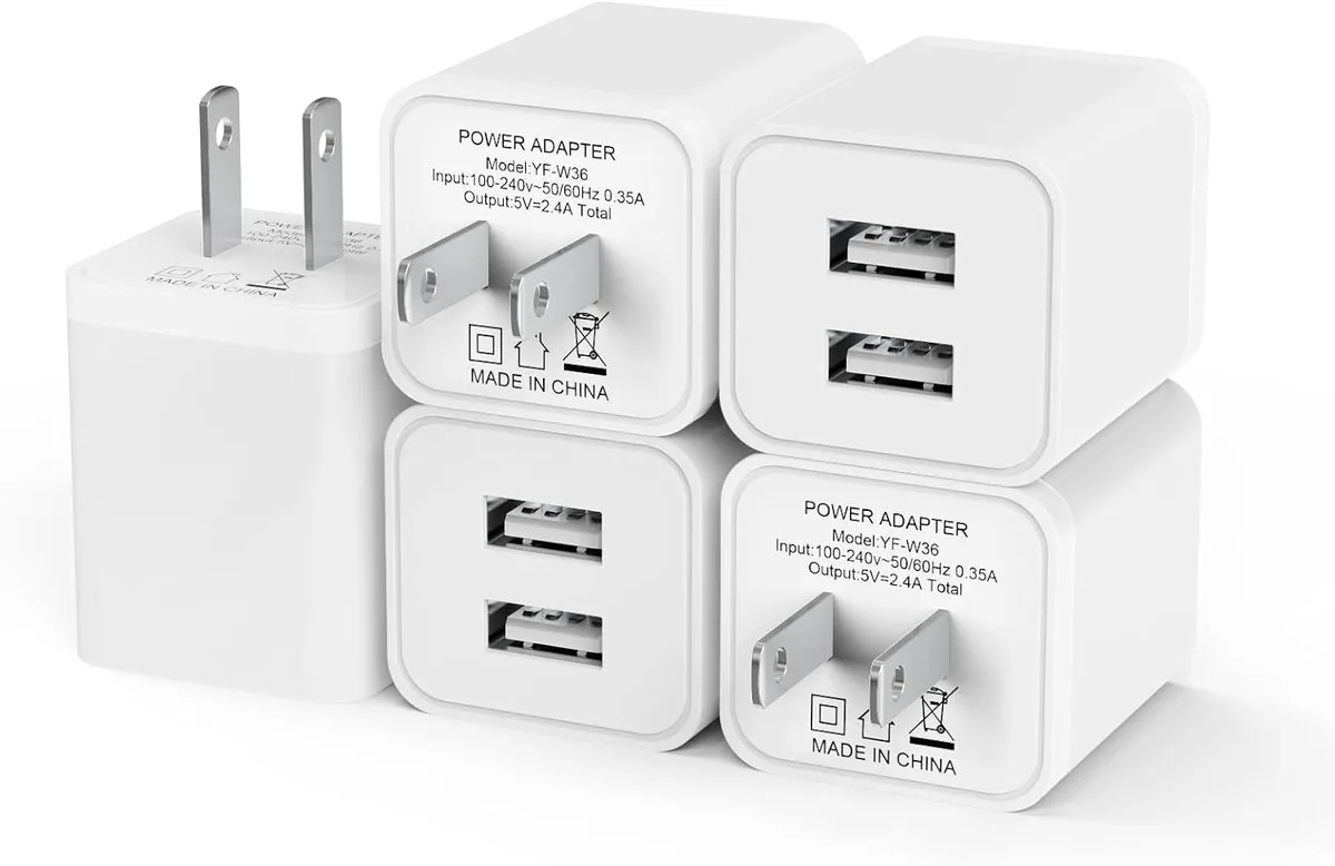 ONITOON ONITOON 5-Pack 2.4A Dual USB Wall Charger White — product photo