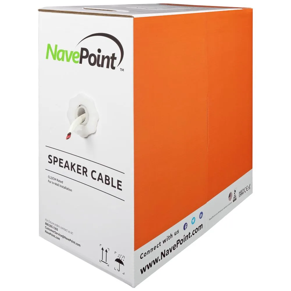 NavePoint NavePoint 14/4 AWG speaker wire 500ft white CL2 99 strands 0.16mm CCA — product photo