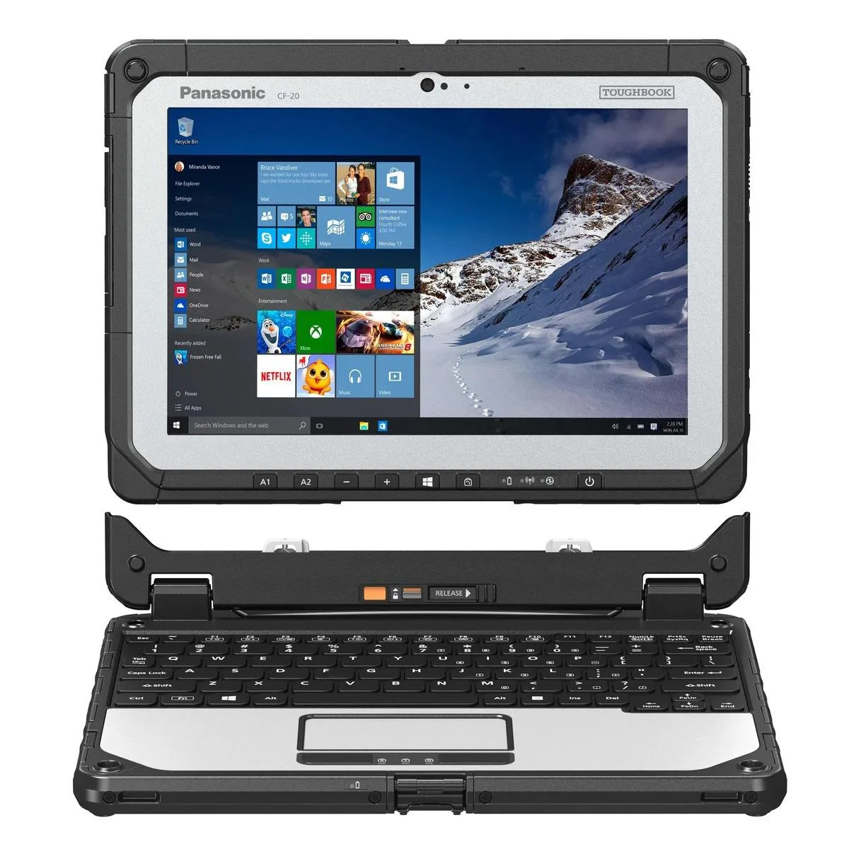 Panasonic Panasonic Toughbook CF-20 10.1" m5-6Y57 500GB SSD 8GB RAM 4G LTE FirstNet 2D Bar Laser Pen Windows 10 Pro — product photo