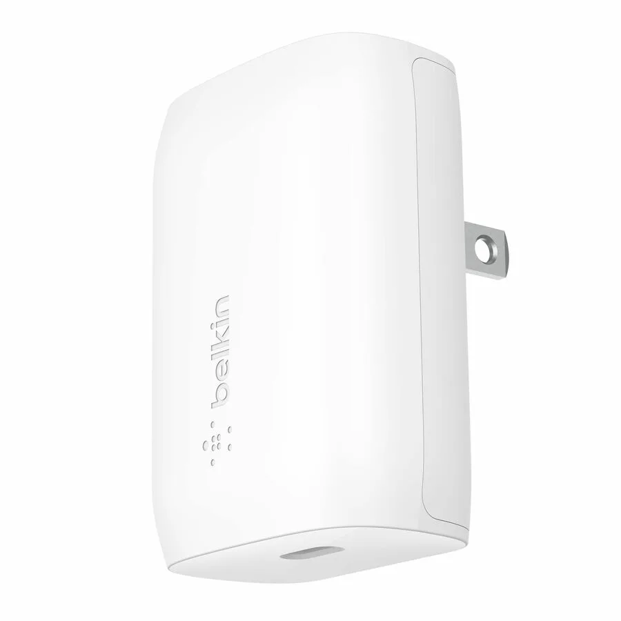 White compact USB-C wall charger with single port