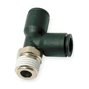 Black fiberglass-reinforced nylon push-fit tee fitting with 6mm tube connection