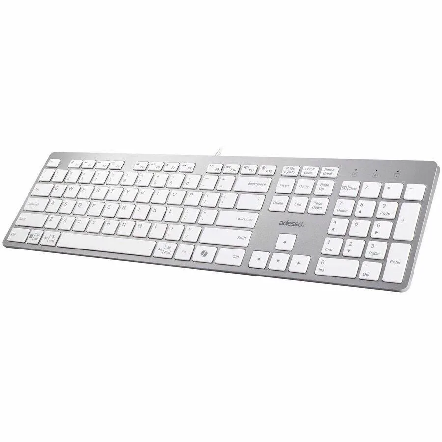 Adesso Adesso AKB730UW gaming keyboard, white, USB 2.0, 3.5 mm aux, Copilot hotkey — product photo