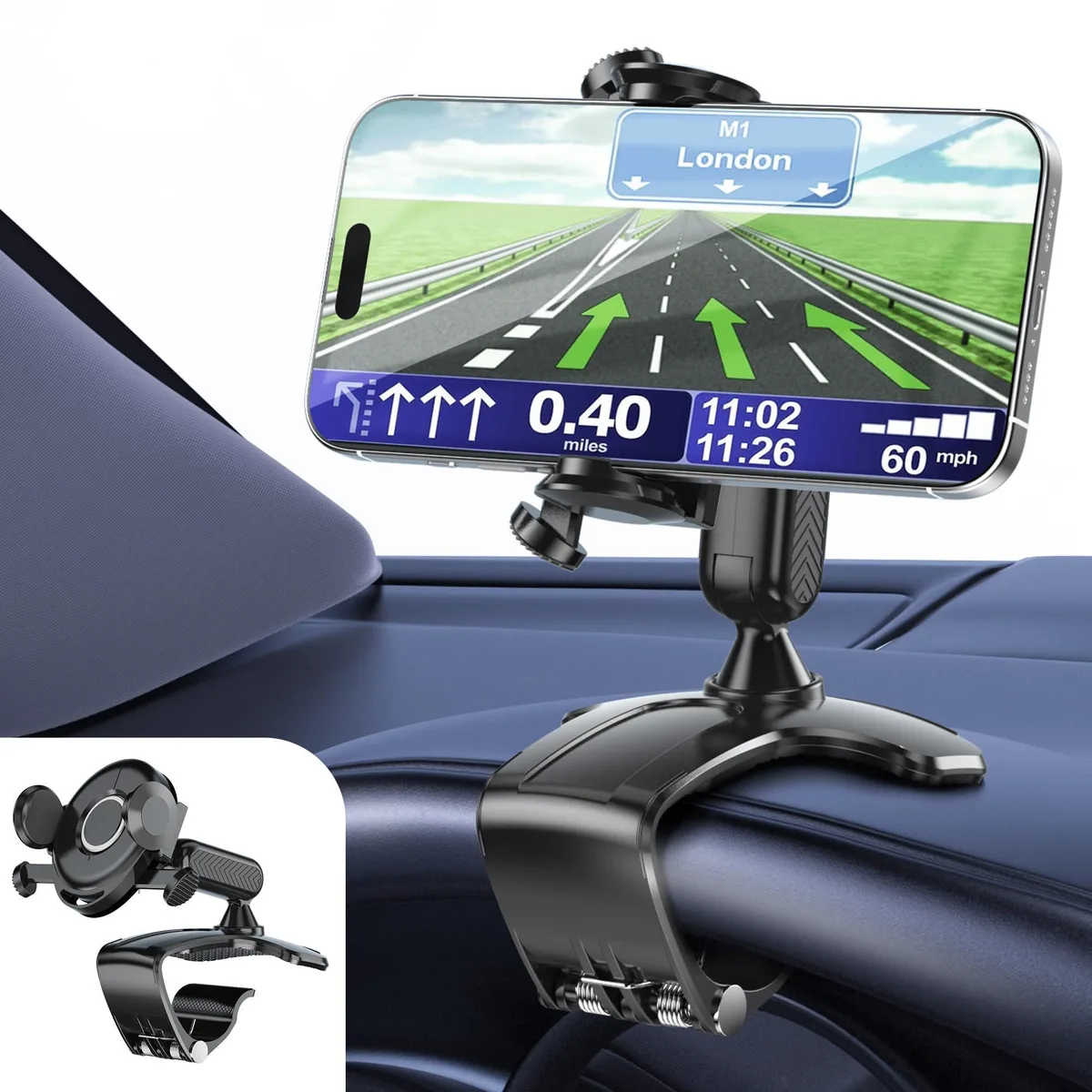 SOEWIOU SOEWIOU Dashboard Phone Mount 360° Rotation 1080° Swivel Black — product photo