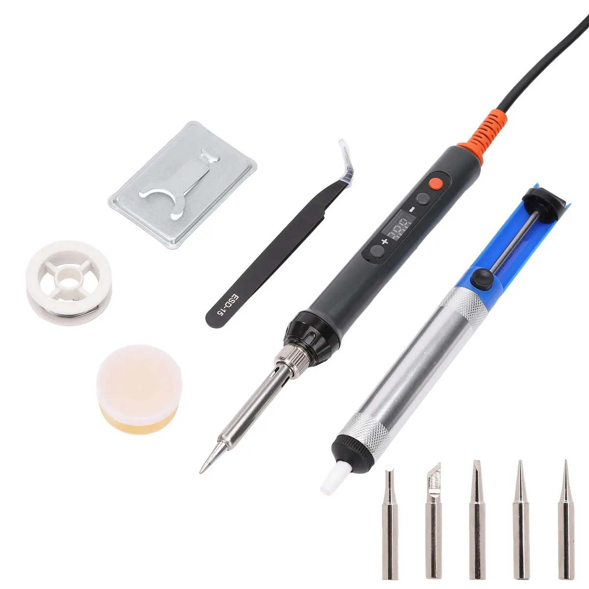 110V 60W digital soldering iron gun with five interchangeable tips and stand