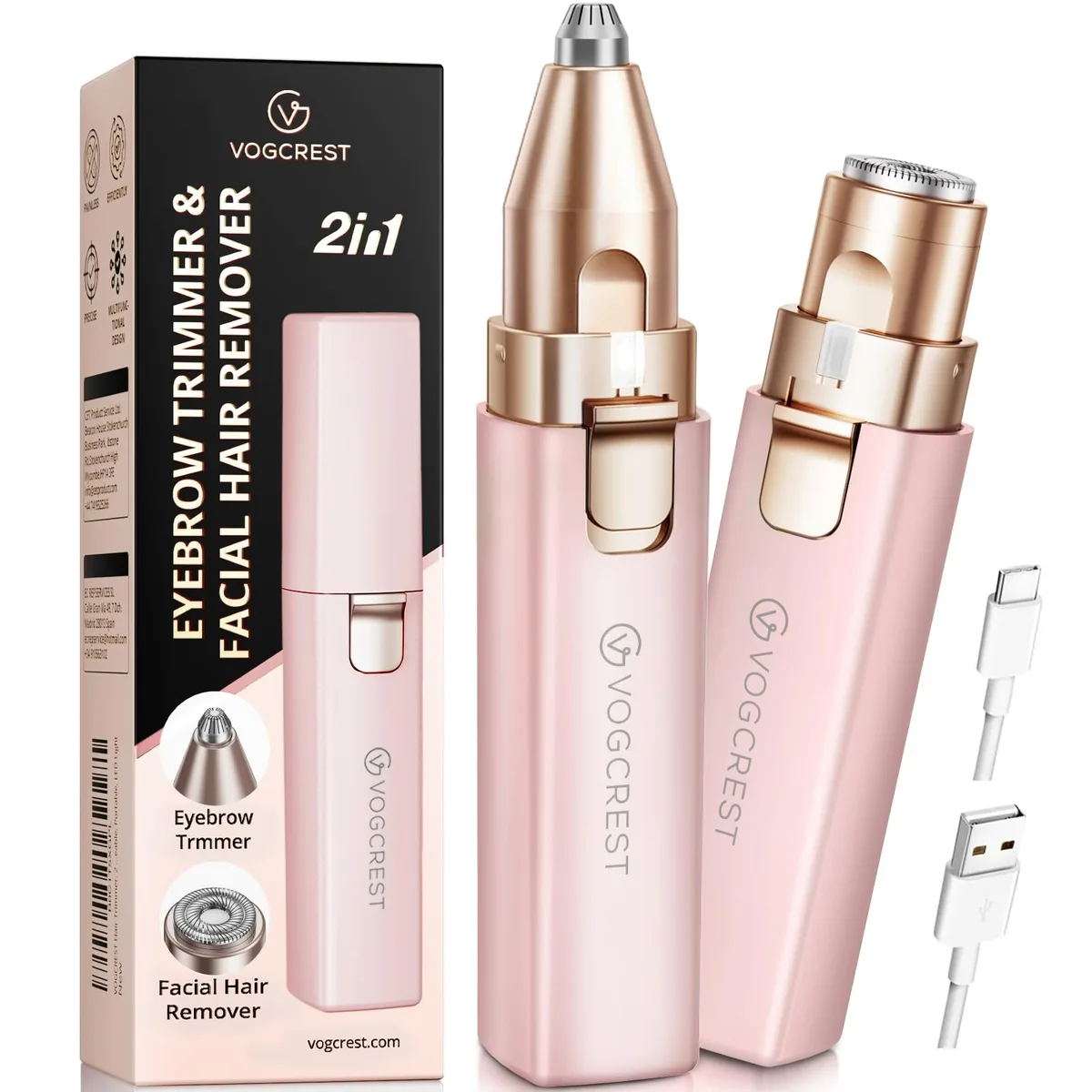 Pink foil shaver with built-in LED light and Type-C charging port