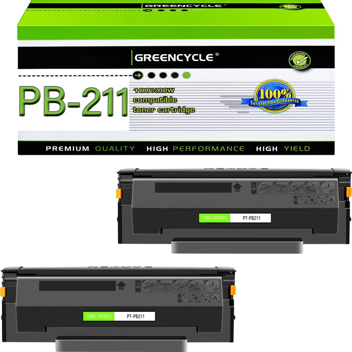 GREENCYCLE GREENCYCLE PB-211 Black Toner Cartridge 2-Pack 1600 Pages — product photo