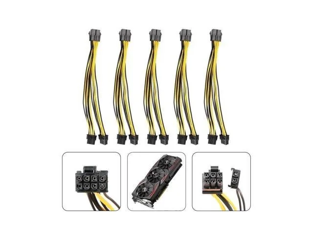 SXDOOL SXDOOL 5-Pack PCIe 8-Pin to Dual 6+2-Pin Power Splitter Cable 20cm — product photo
