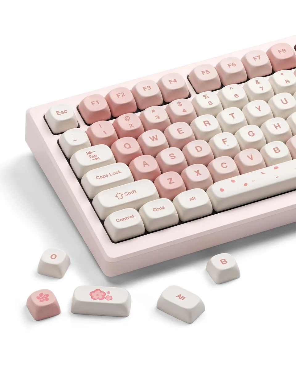 HITIME xh-MOA-yinghua 142-Key PBT Keycap Set Pink MOA Profile — product photo