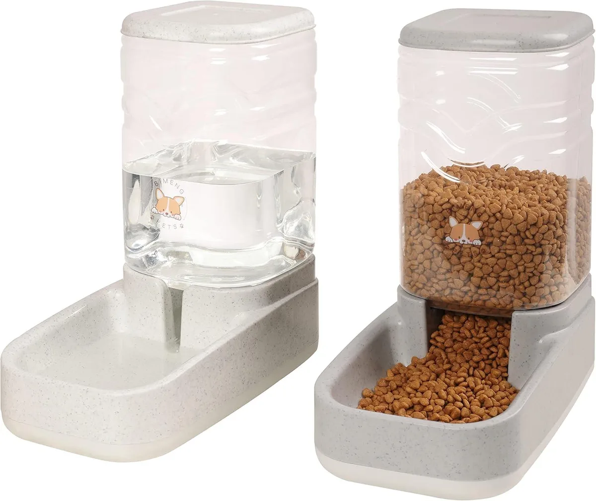 GCROWN GCROWN Automatic Pet Feeder Water Dispenser Set 3.8L White &amp; Gray — product photo