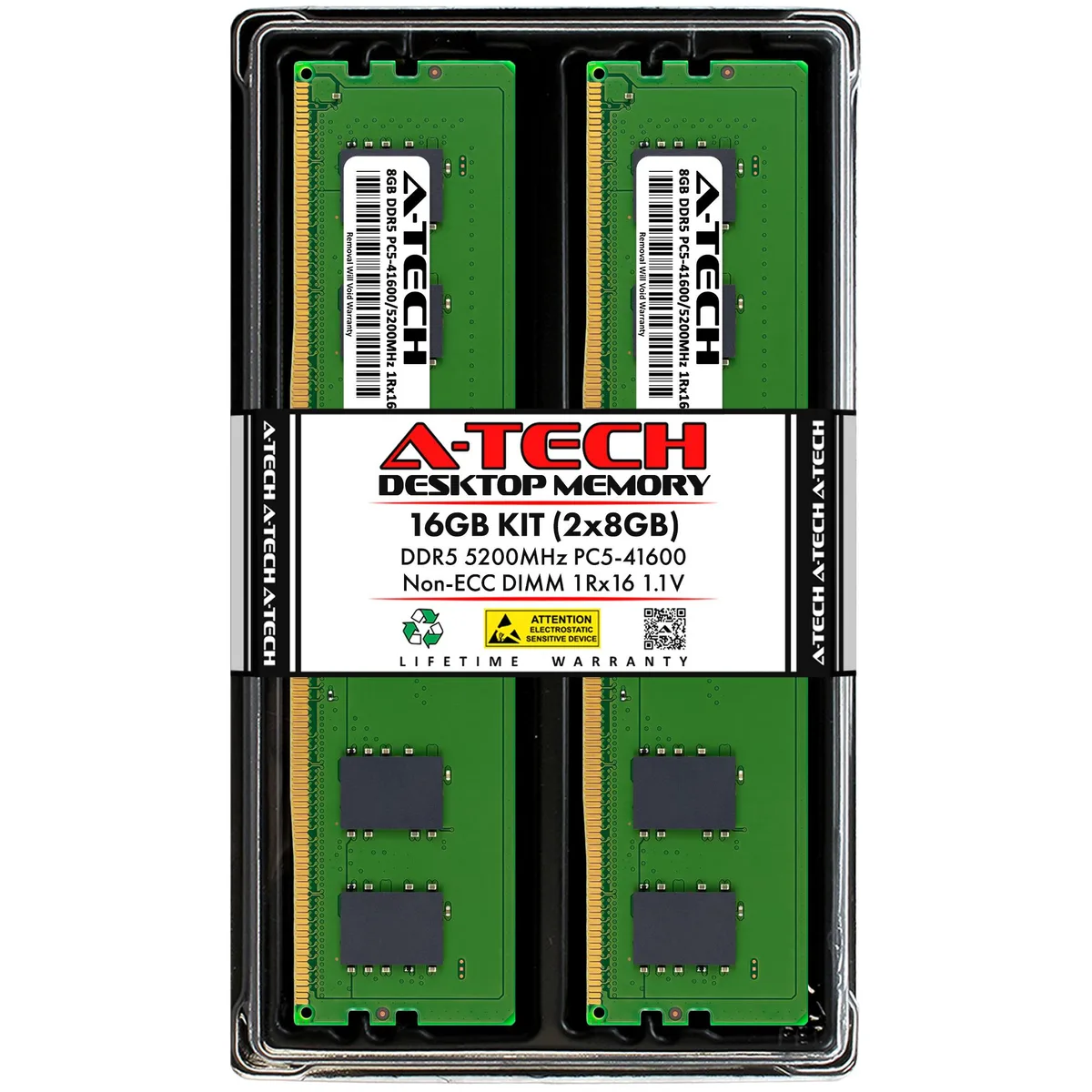 A-Tech A-Tech 16GB (2x8GB) DDR5 5200MHz CL42 1.1V Desktop RAM Kit — product photo